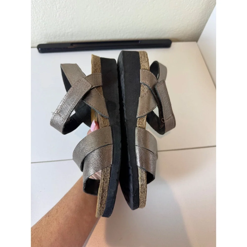 Naot Metallic Leather Wedge Sandals Women 37‎ 6.5 Comfort Minimalist Orthopedic